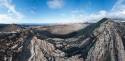 Panorama view of Caldera Blanca volcano summit, Lanzarote, Canary Islands, Spain.